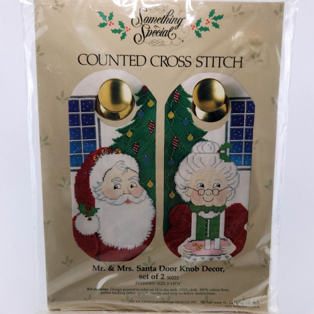 Vintage Something Special Mr & Mrs Santa Door Knob Decor Cross Stitch Kit 50222